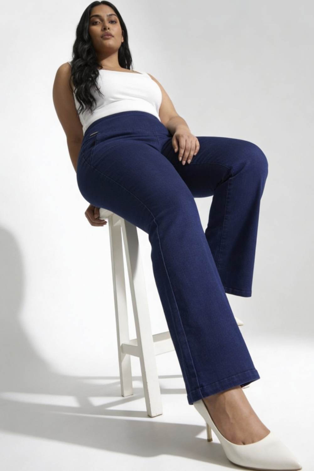 Plus Size Navy Blue Flare Jeans