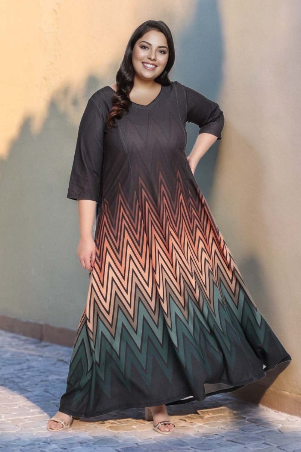 Buy Comfortable Ombre Maxi Dress in Black & Green Online | Amydus 