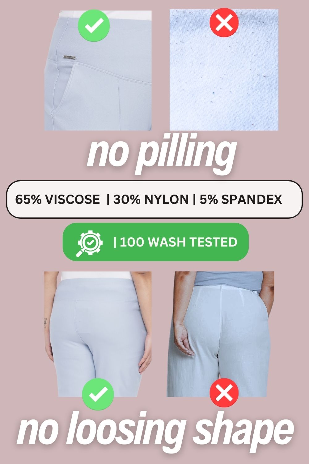 Plus Size Plus Size Ice Blue Tummy Shaper Straight Fit Pants