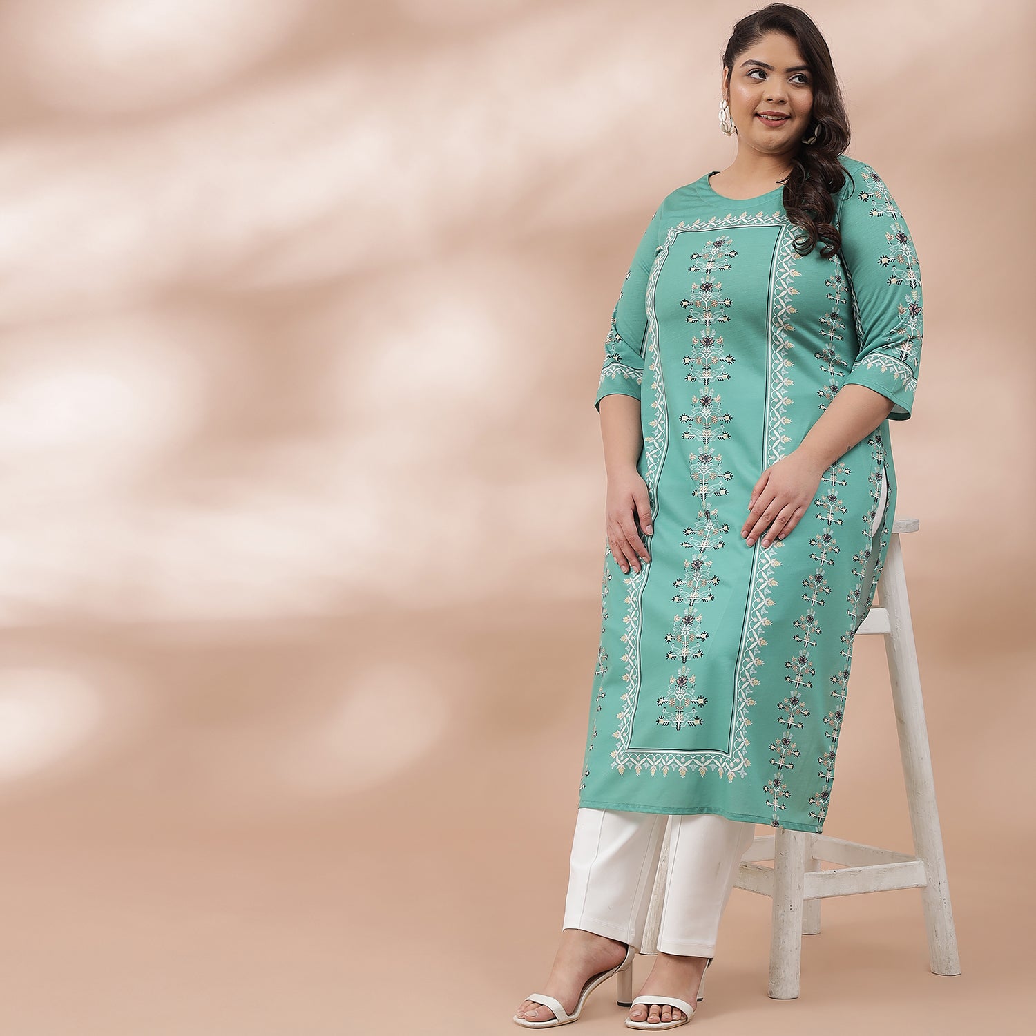 Spring Green Ethnic Printed Kurti