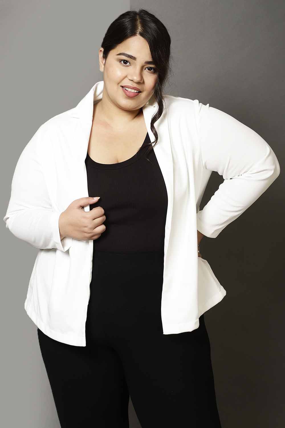 Women's plus hotsell size white blazer