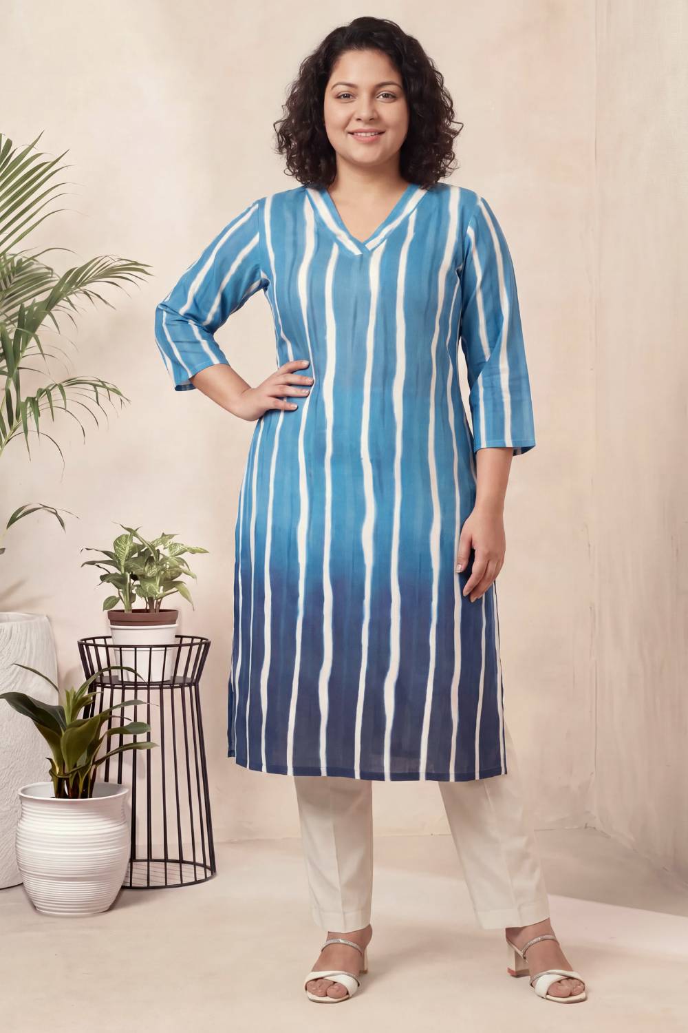 Plus Size Blue Ombre Kurta