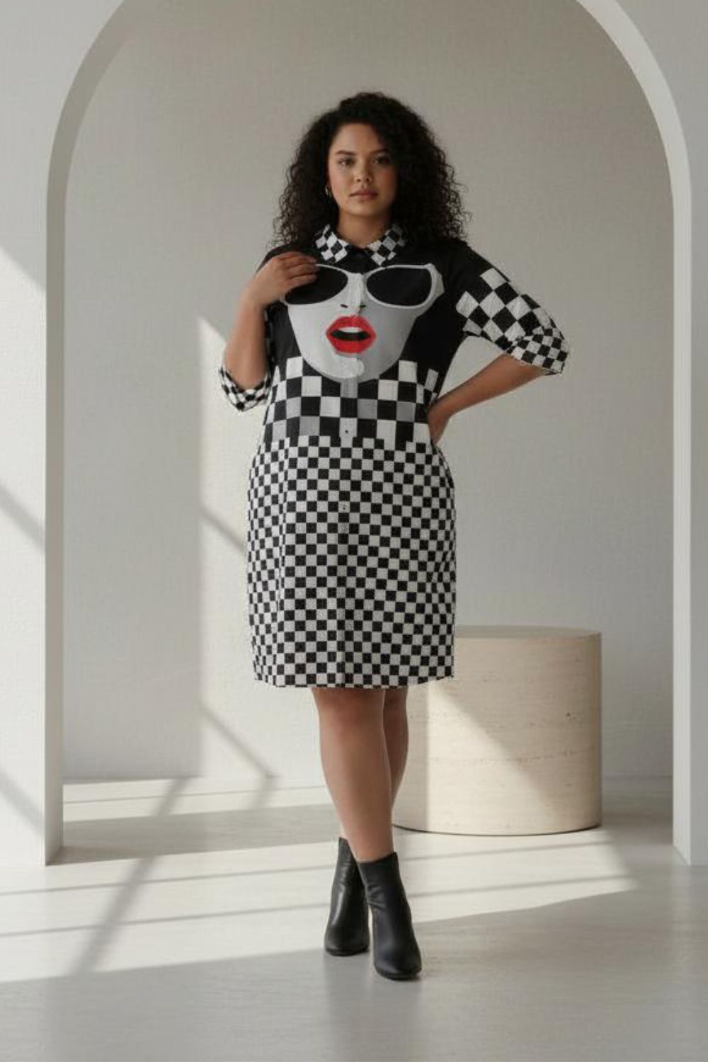 Bold Face Shirt Dress