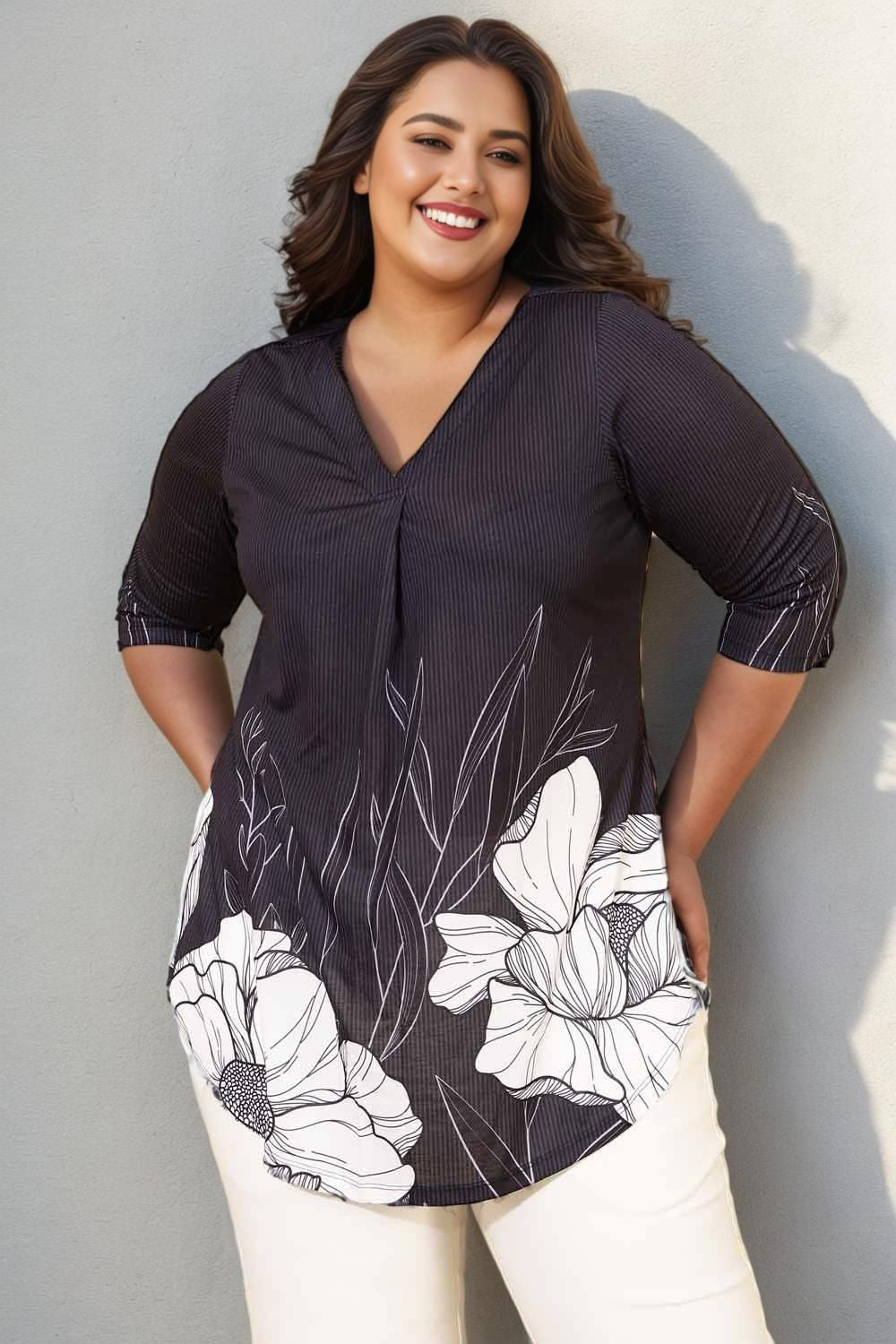 Blouse Designs Womens Plus Size Black And White Tops Women Plus