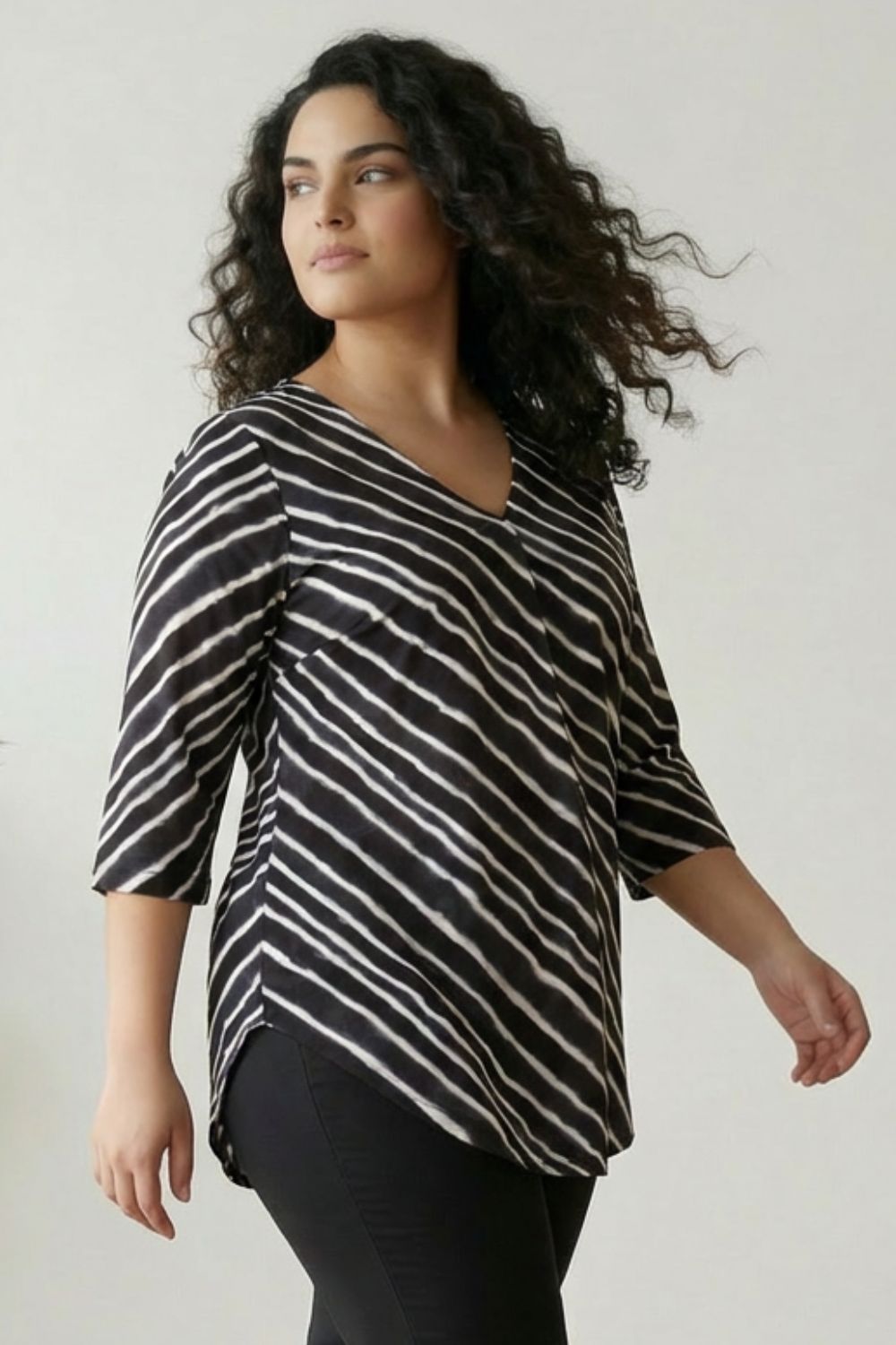 Plus Size Black Lehariya Top