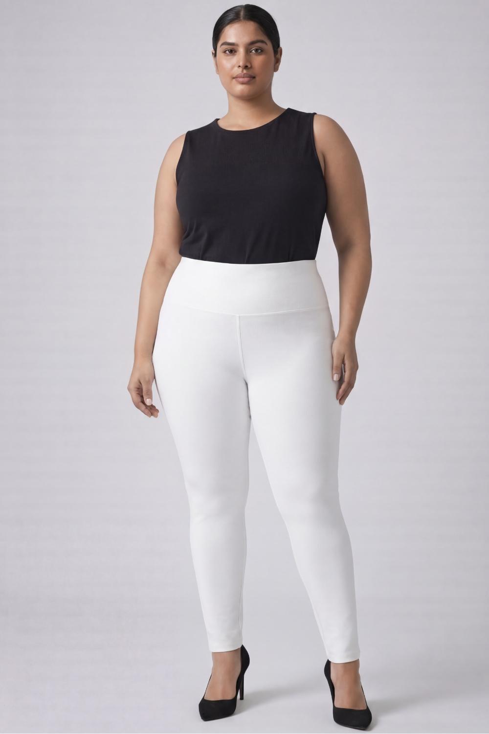 Plus Size High Waist White Jeggings