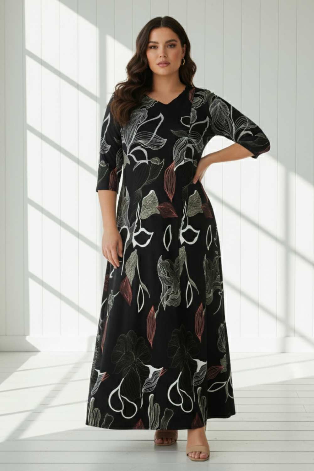 Black Floral Plus Size Dress Online in India