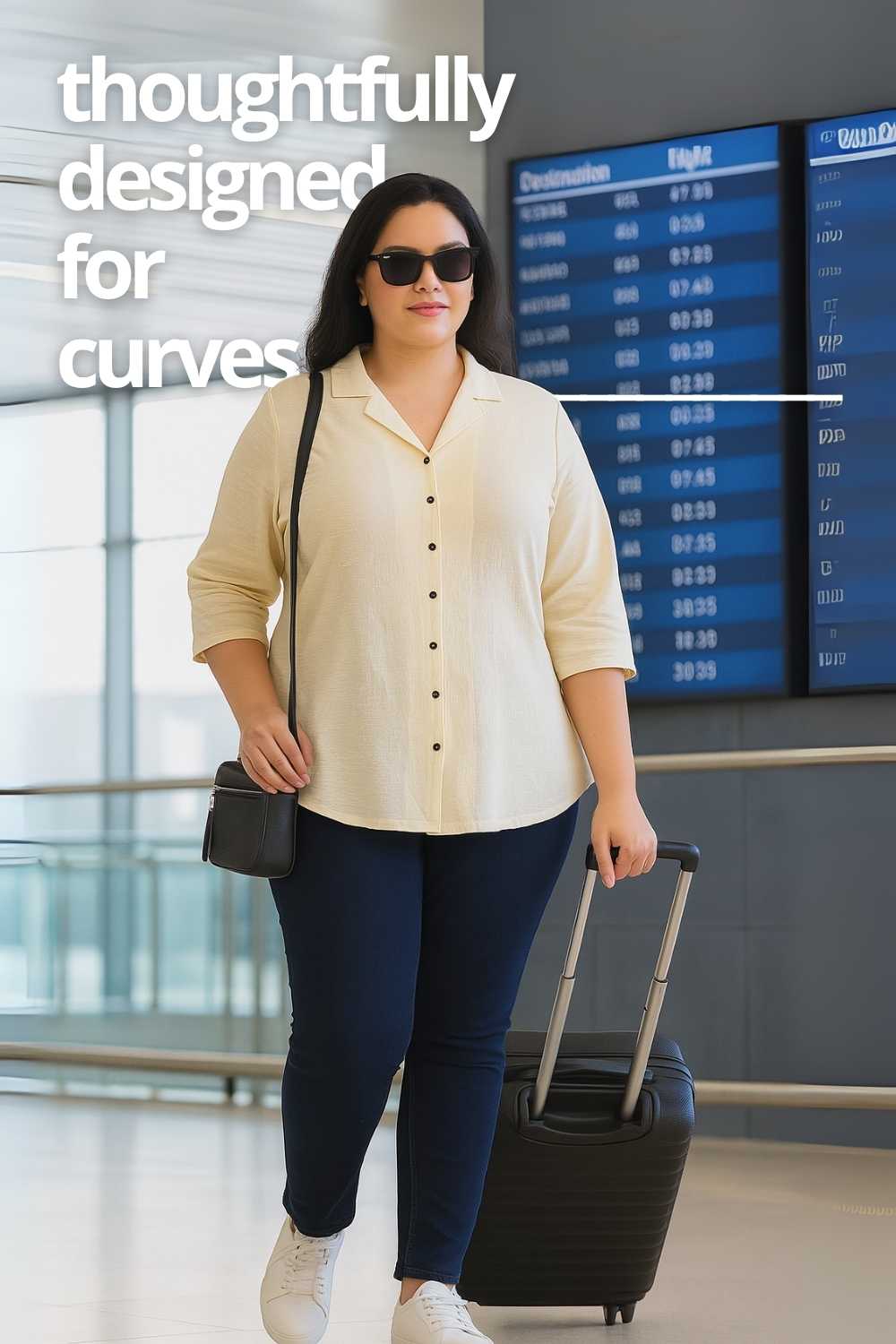 Plus Size Ivory Cuban Collar Cotton Shirt