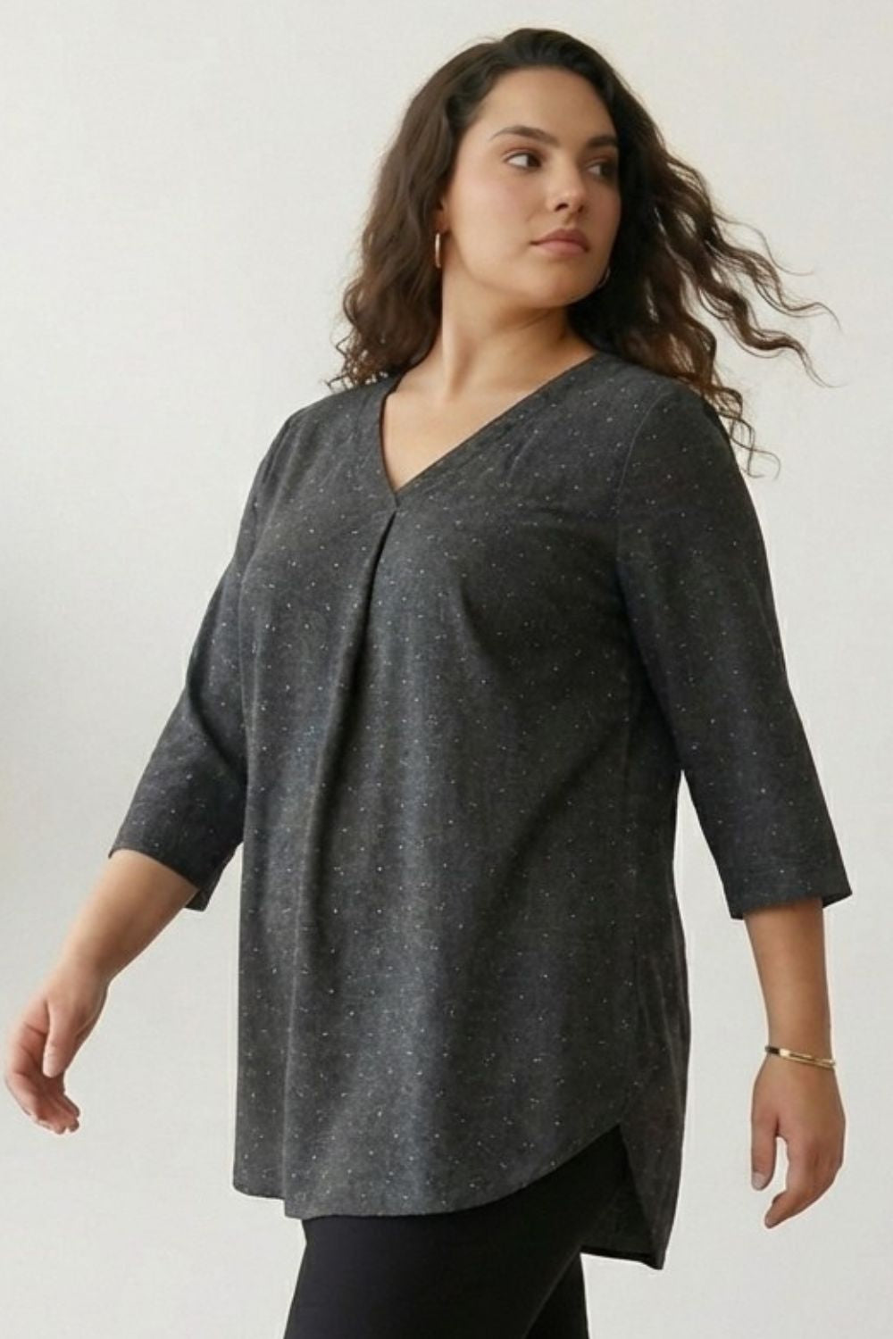 Plus Size Ash Black Denim Cotton Top