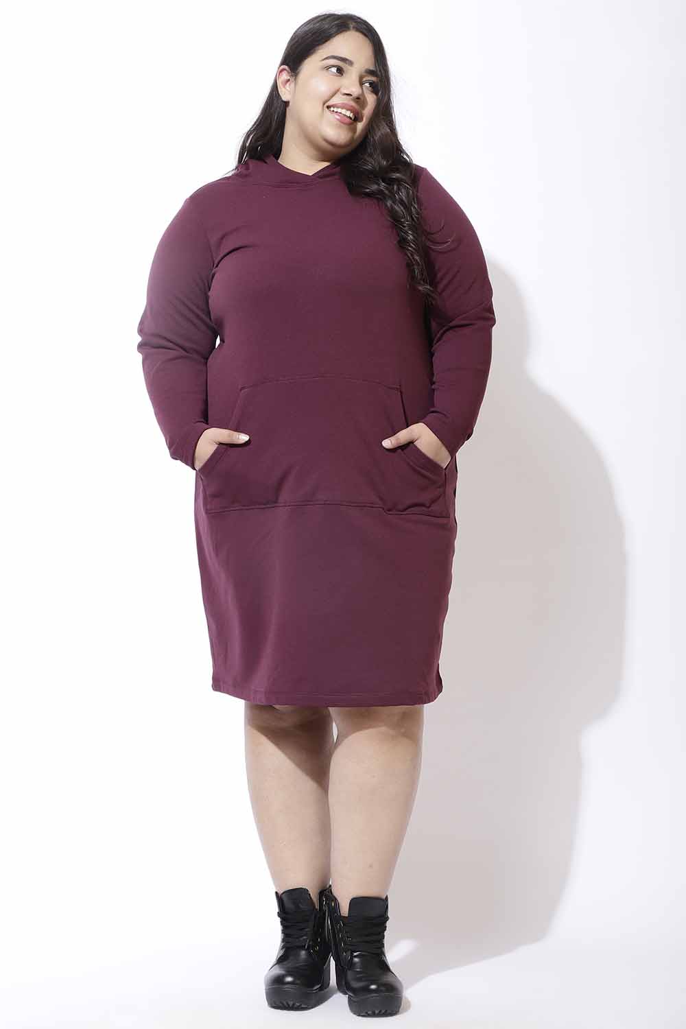 Buy Plus Size Wine Sweatshirt Hoodie Winter Dress