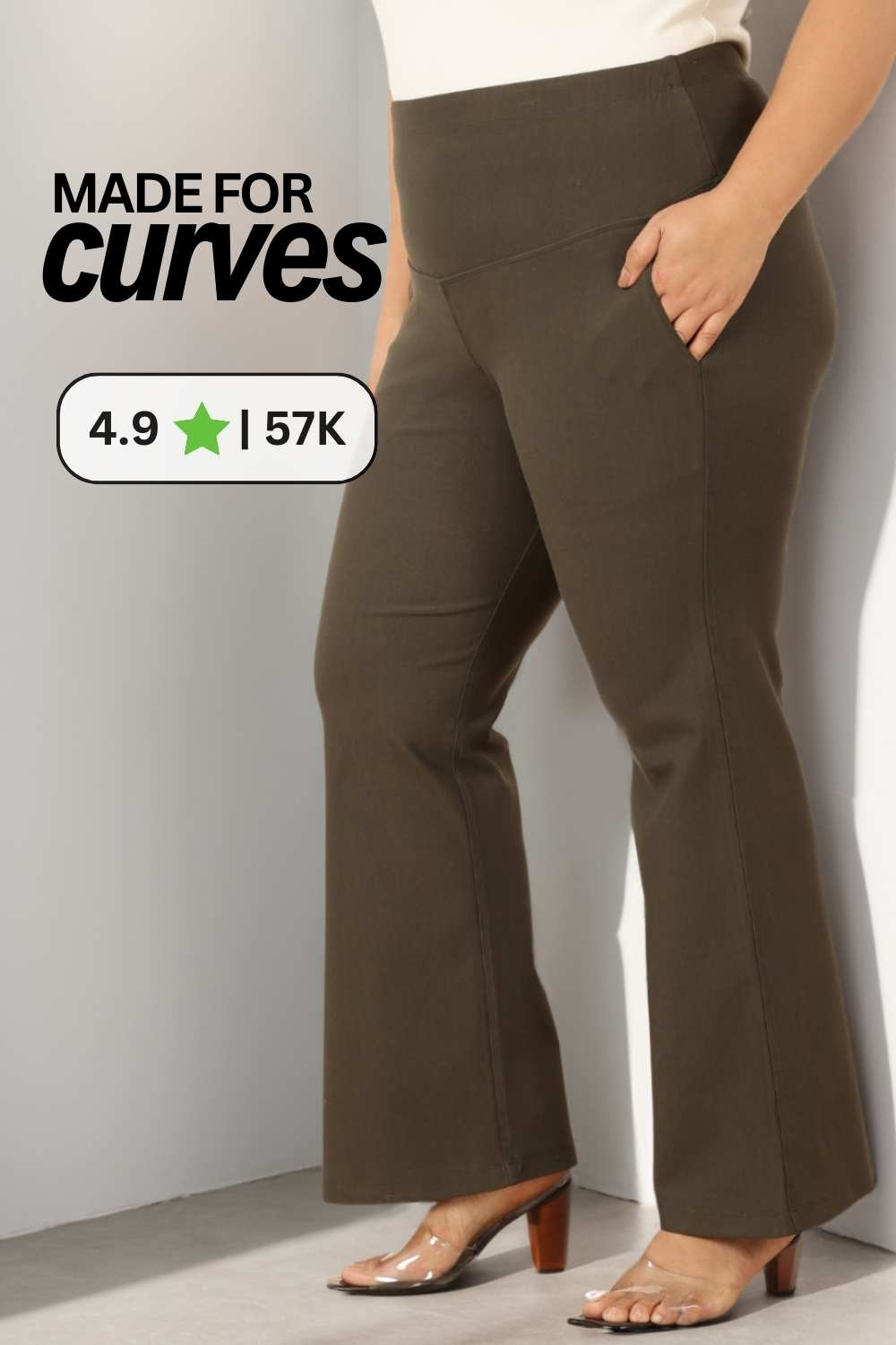 Plus Size Olive Tummy Shaper Bell Bottom Online in India Amydus