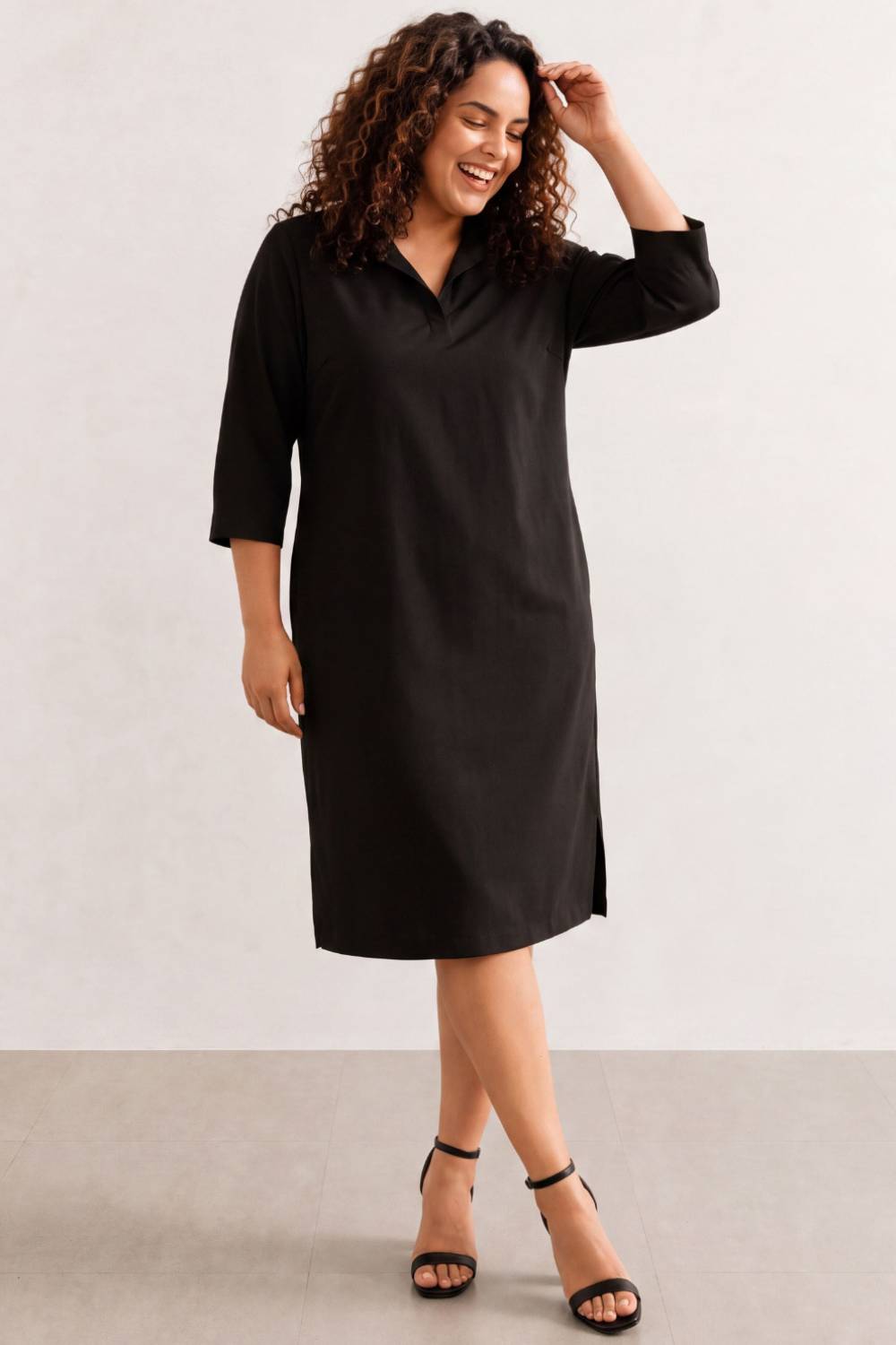 Buy Plus Size Black Classic Polo Dress Online For Women