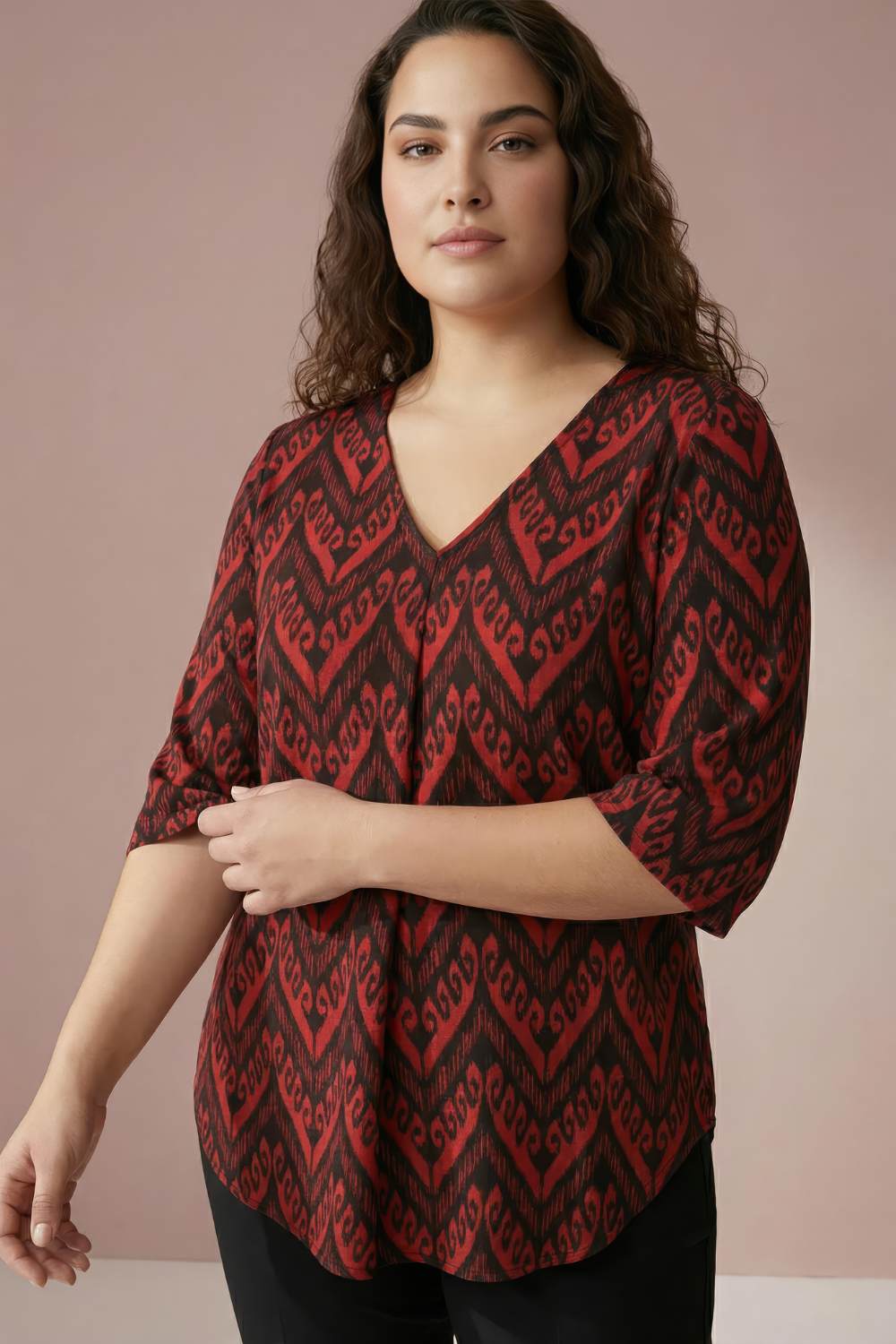 Maroon Black Plus Size Top