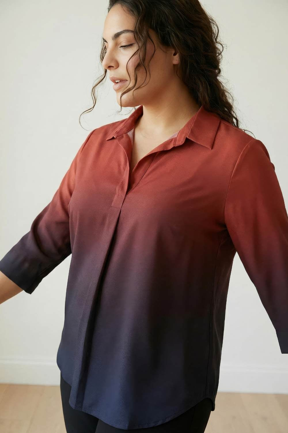 Rust Midnight Ombre Centre Pleat Top