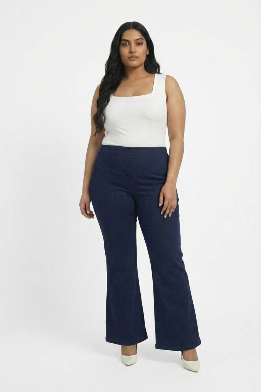 Plus Size Navy Blue Flare Jeans