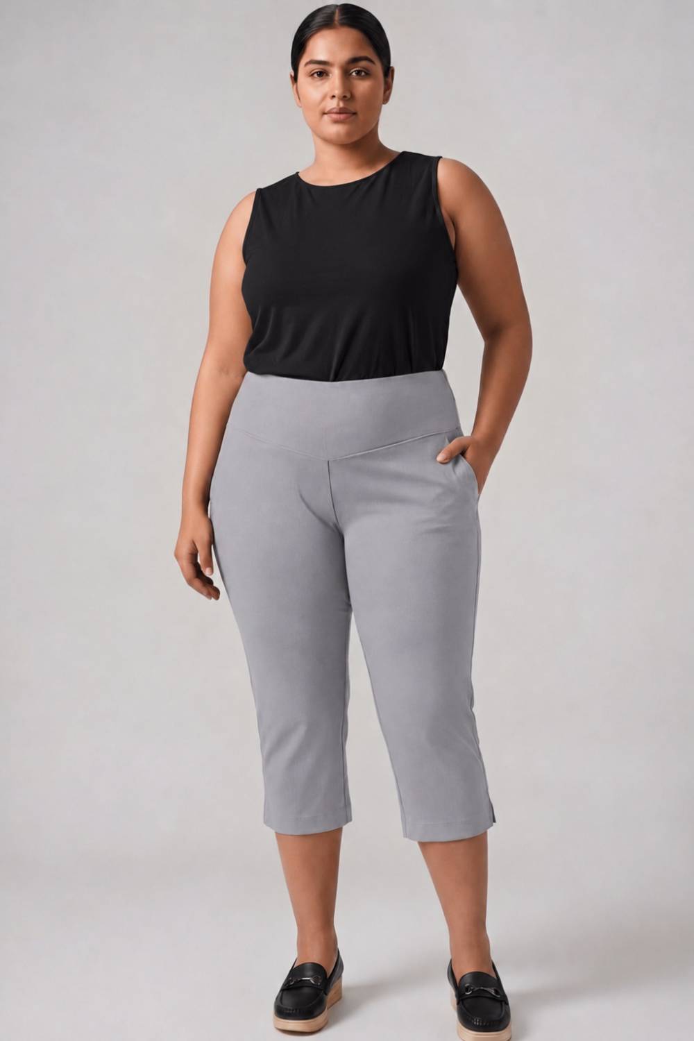 English Grey New Fit Tummy Tucker Crop Pants