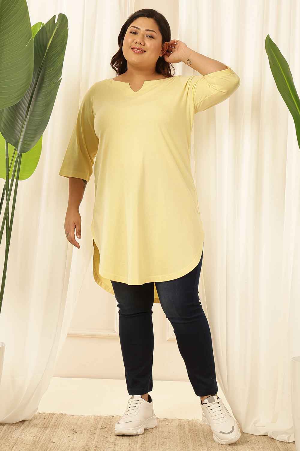 Plus Size Yellow Longline Tshirt