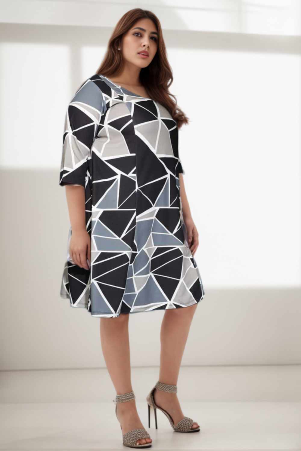 Buy Grey Black Printed Short Dress