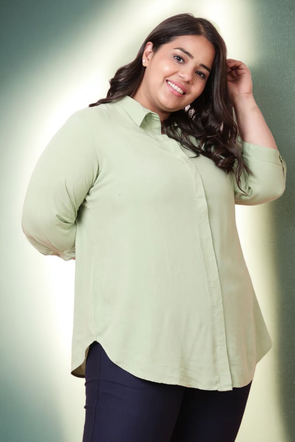 Plus Size Plus Size Light Green Shirt