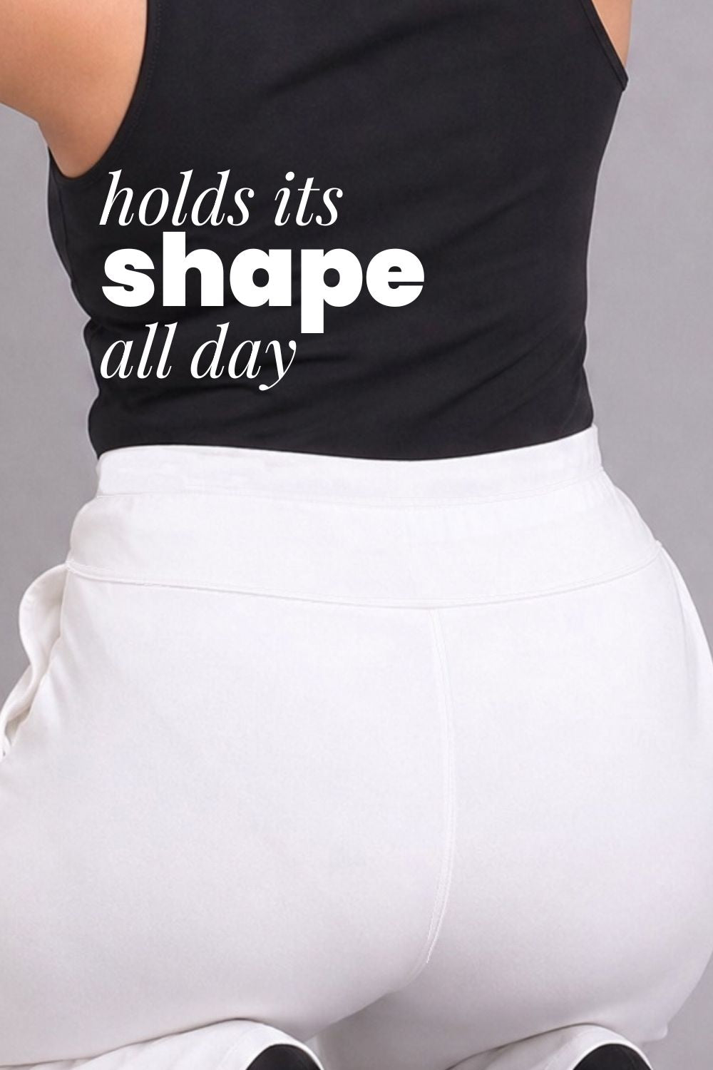 White Tummy Shaping Wide Straight Pants