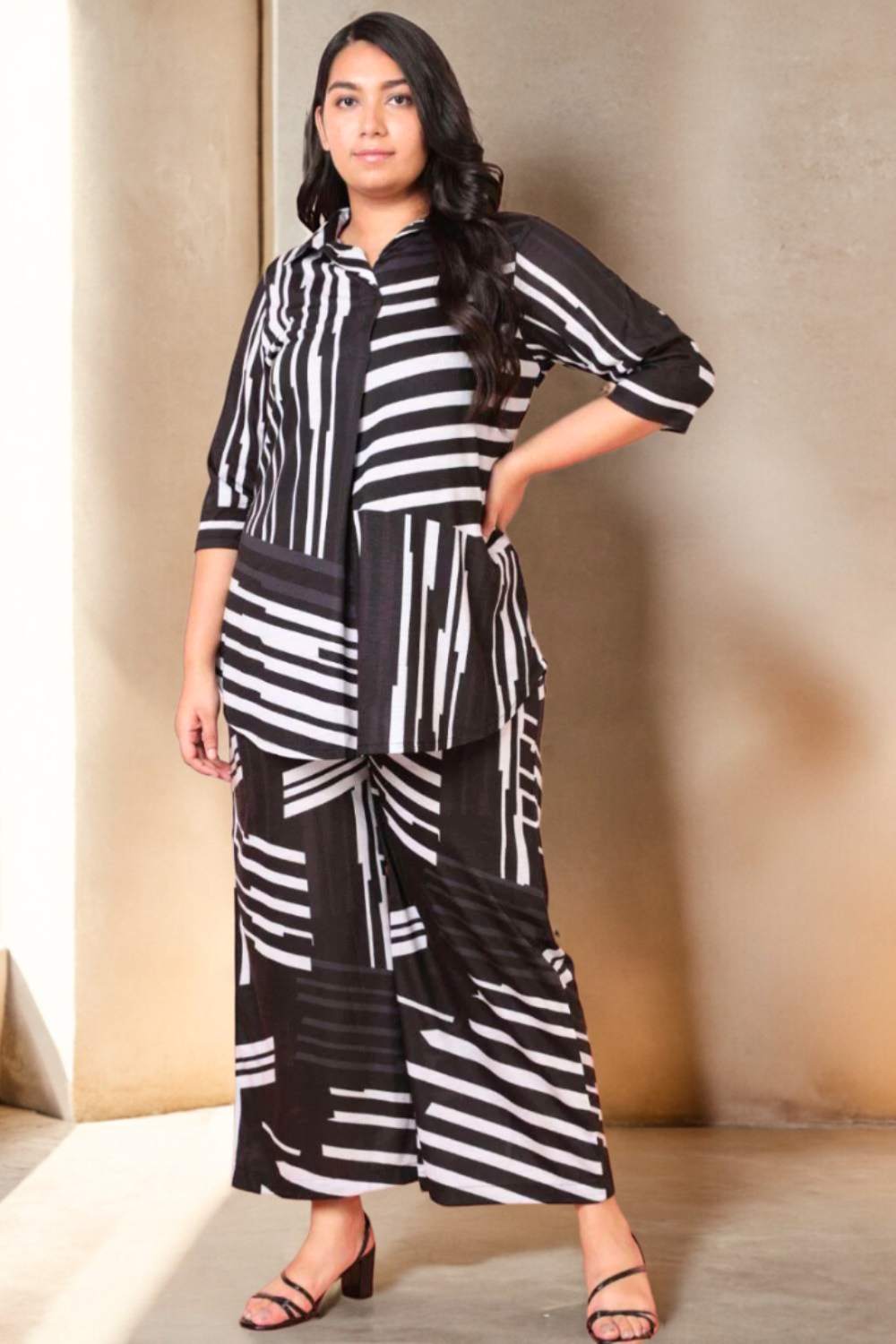 Buy Plus Size Monochrome Black Printed Coord Set