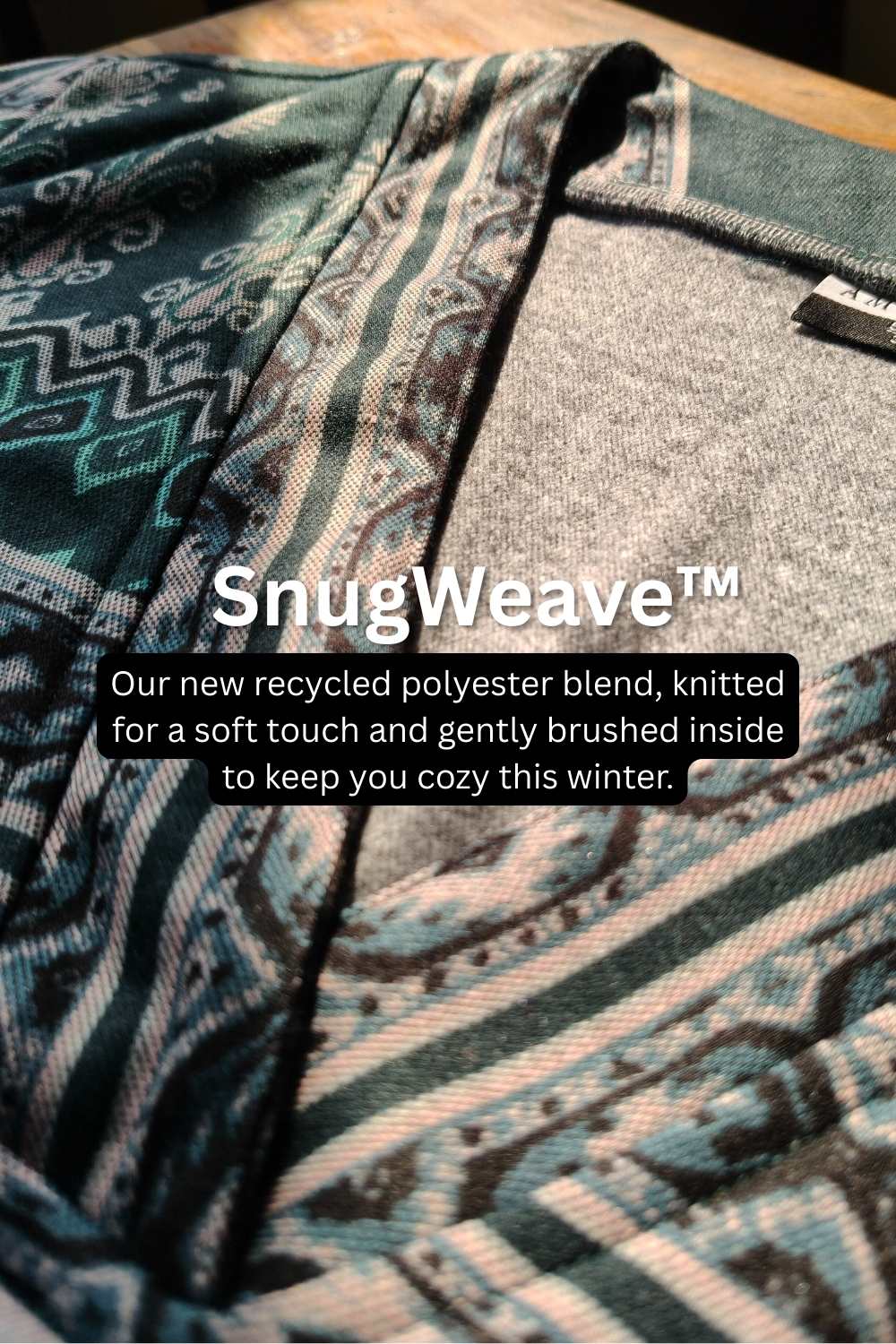 Plus Size Teal Printed V Neck SnugWeave™ Winter Kurta