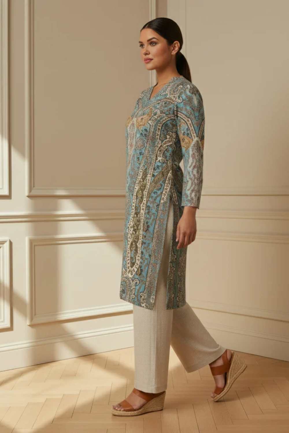 Plus Size Multicolor Ethnic SnugWeave™ Kurta
