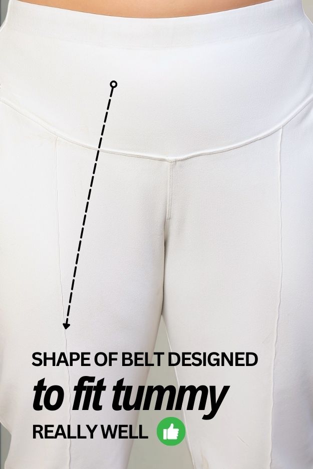 Plus Size Plus Size White Tummy Shaper Straight Fit Pants