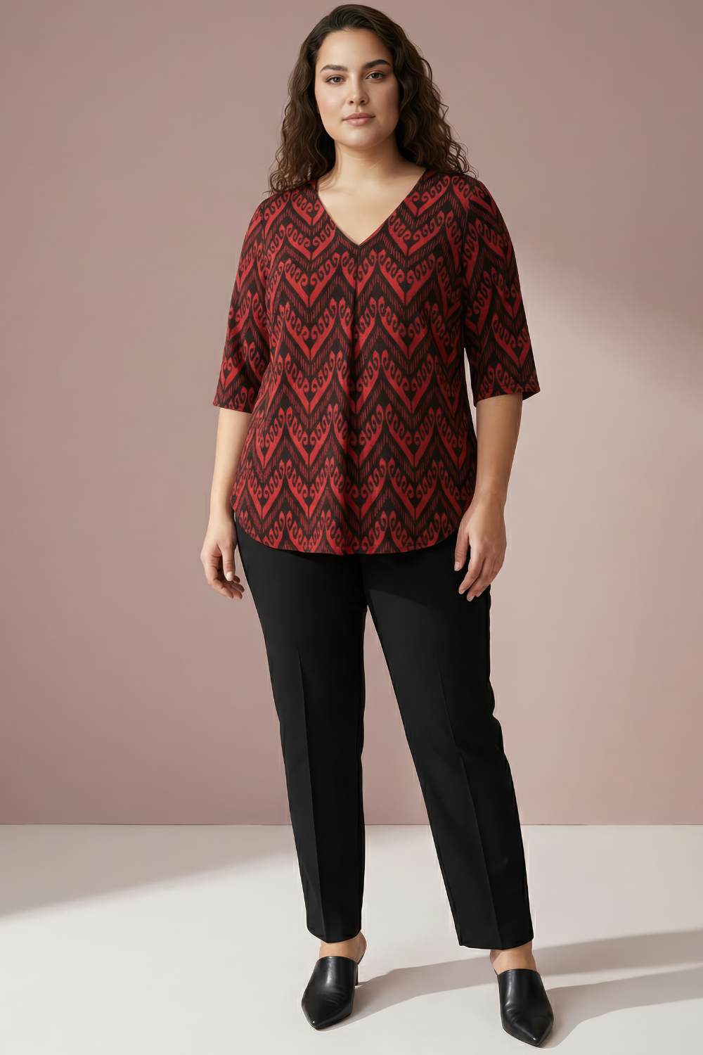 Maroon Black Plus Size Top