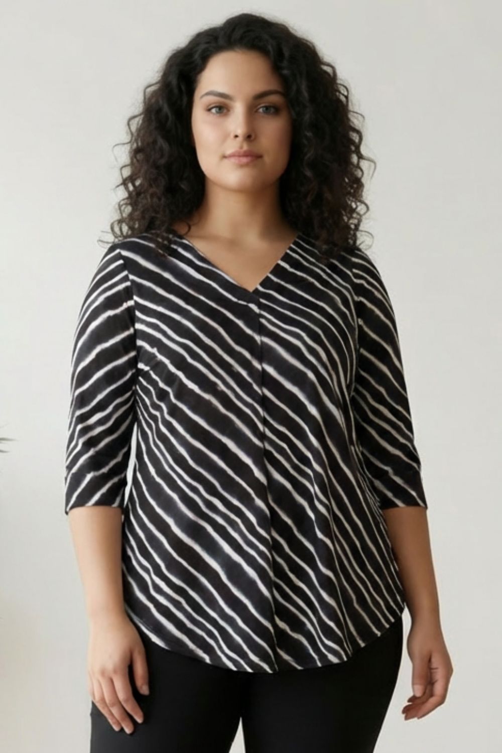 Plus Size Black Lehariya Top
