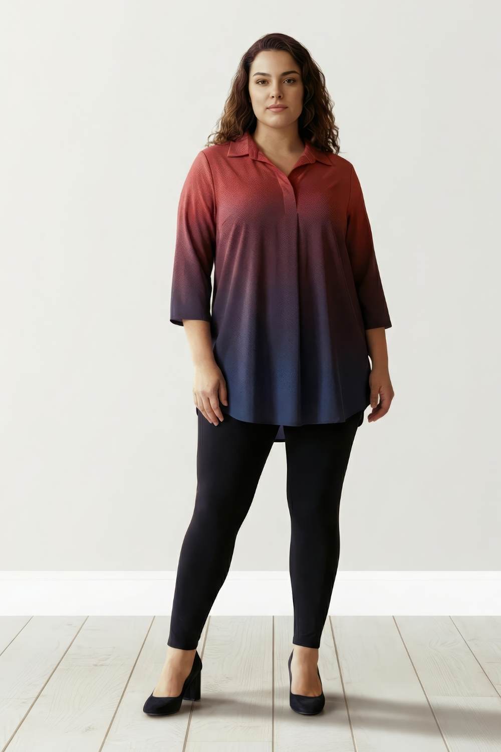 Rust Midnight Ombre Centre Pleat Top