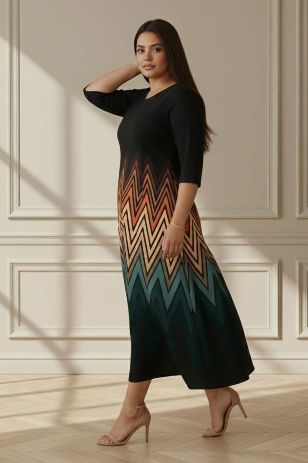 Black and Green Ombre Maxi Dress
