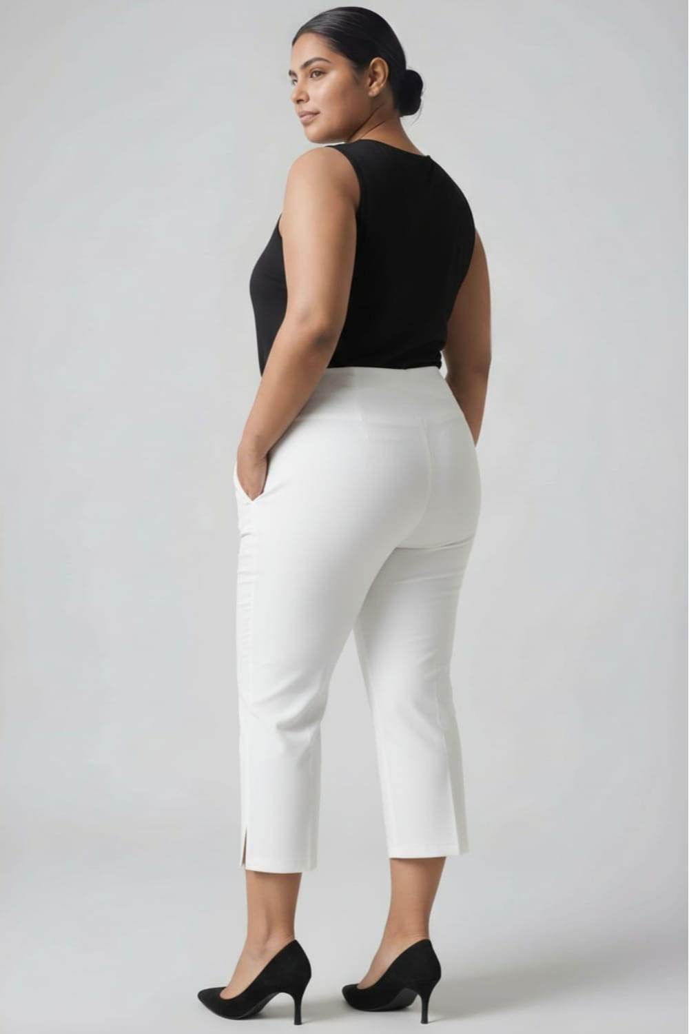 White Tummy Tucker Crop Pants