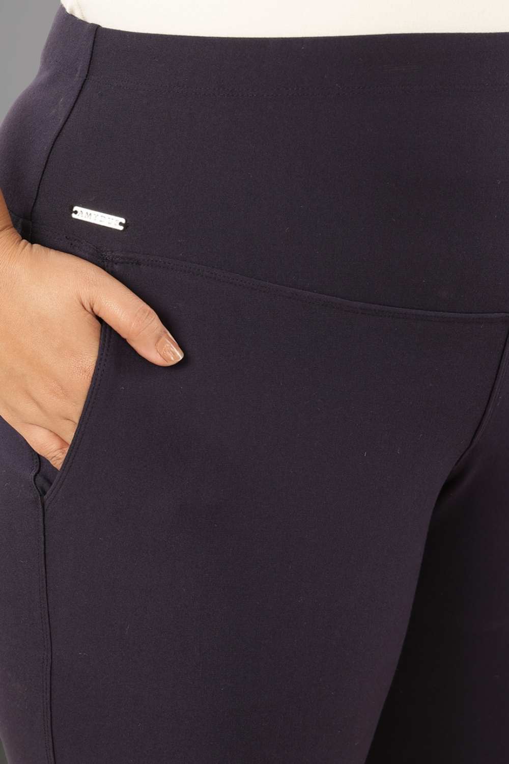 Buy Plus Size Navy Tummy Shaper Flare Pants