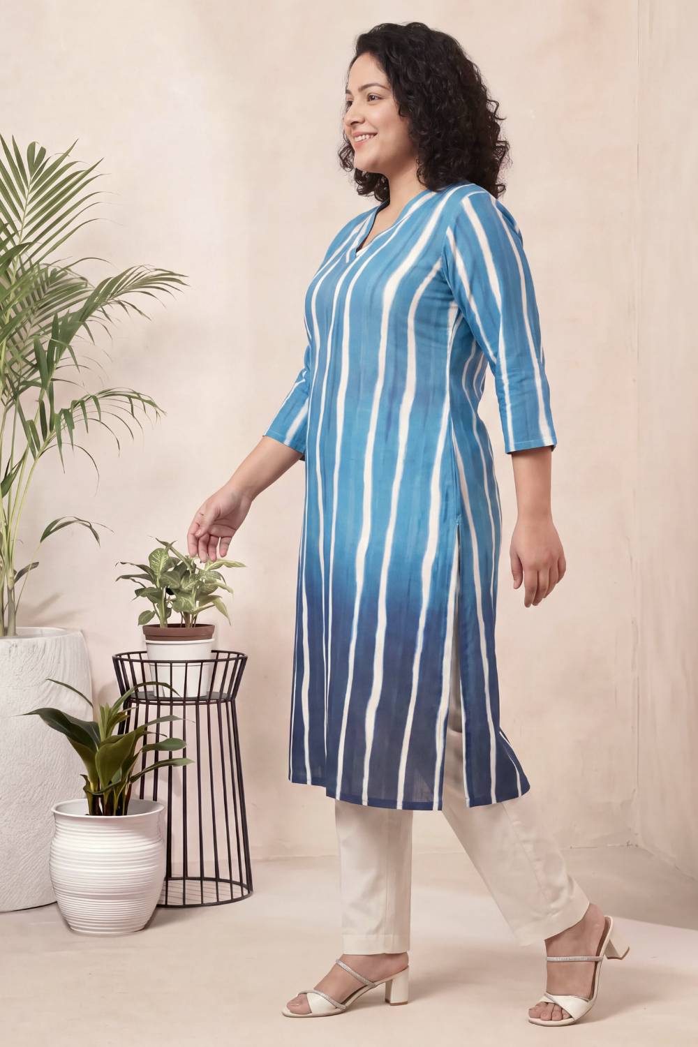 Plus Size Blue Ombre Kurta