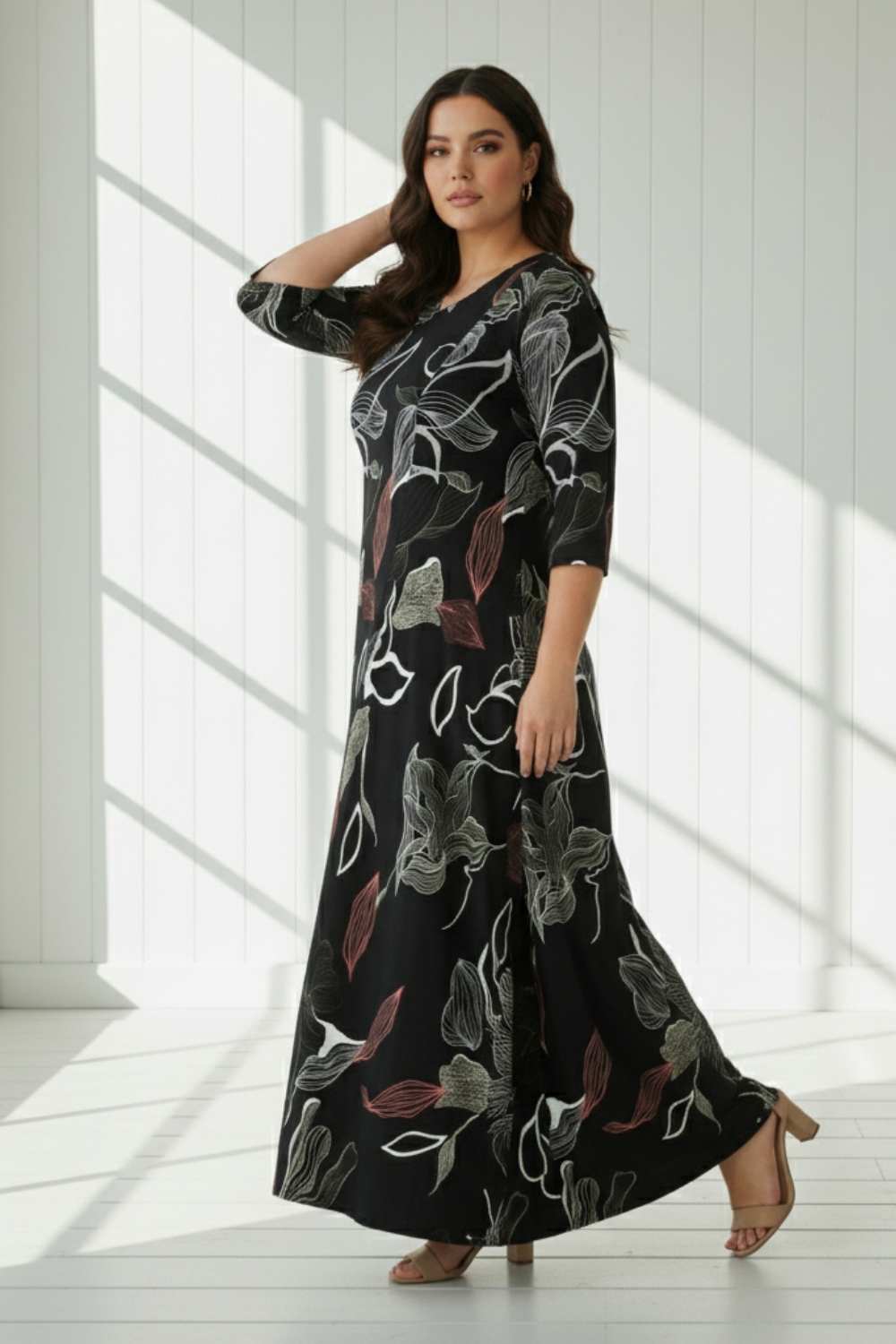 Black Floral Plus Size Dress