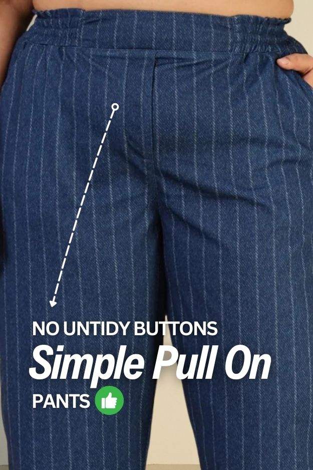 Buy Plus Size Blue White Pinstripe Pants