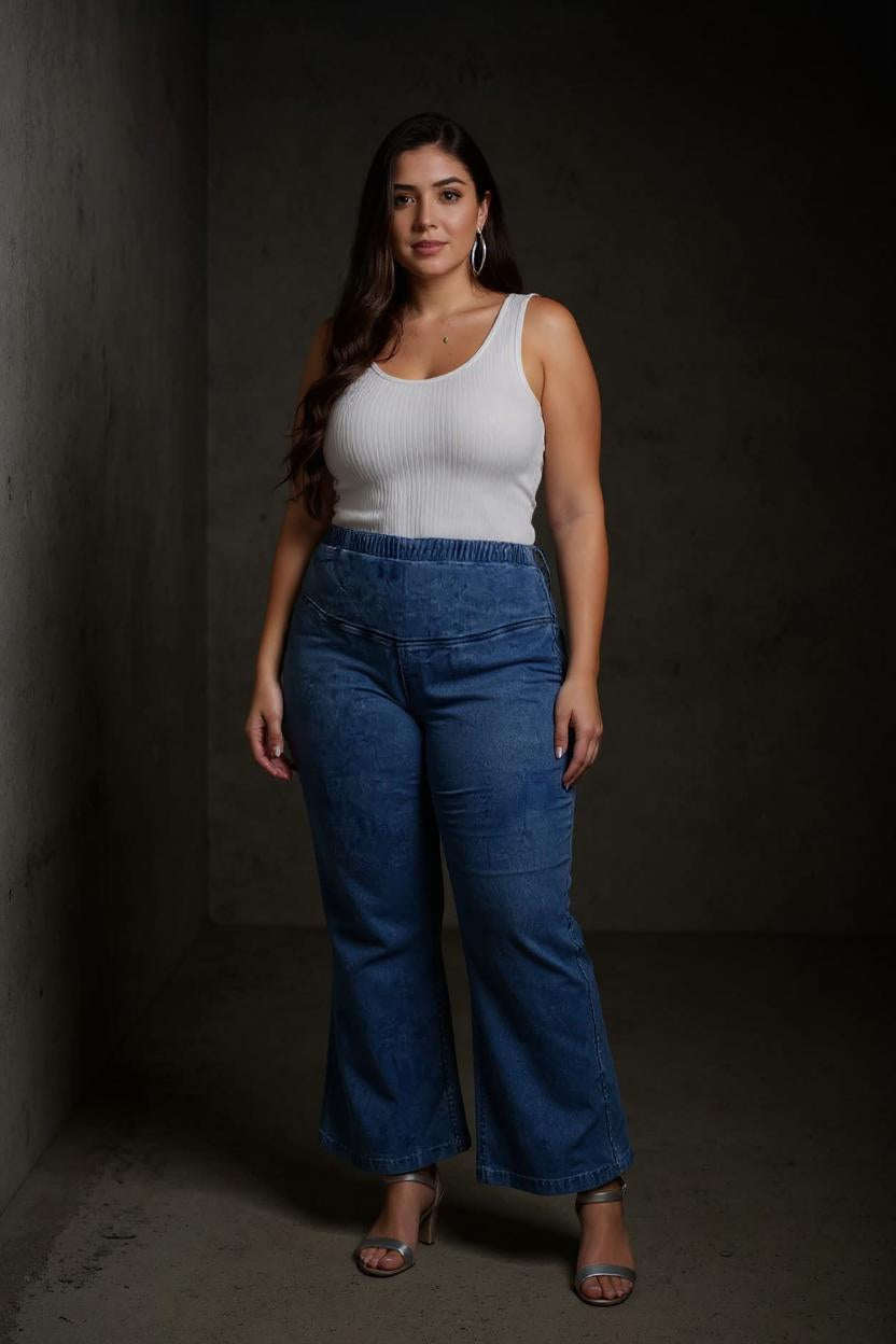 Plus Size Yale Blue Flare Jeans