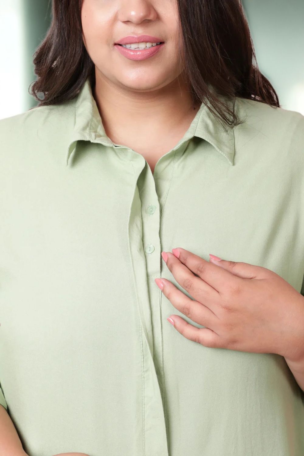 Comfortable Plus Size Light Green Shirt