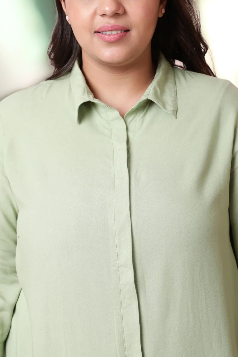 Plus Size Light Green Shirt for Women