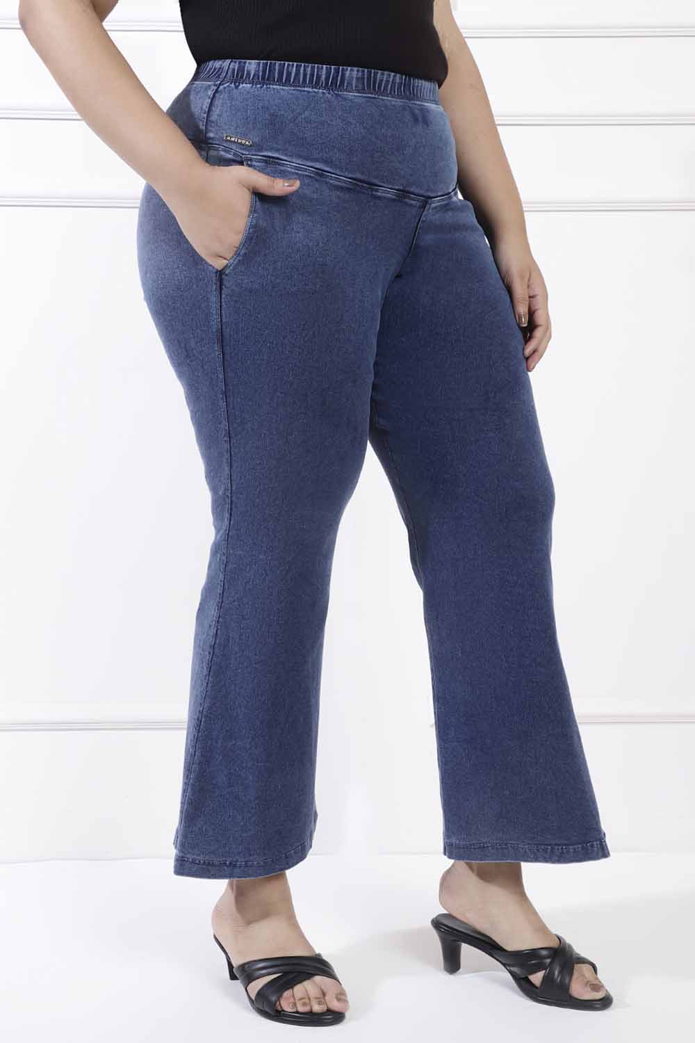 Comfortable Plus Size Yale Blue Flare Jeans