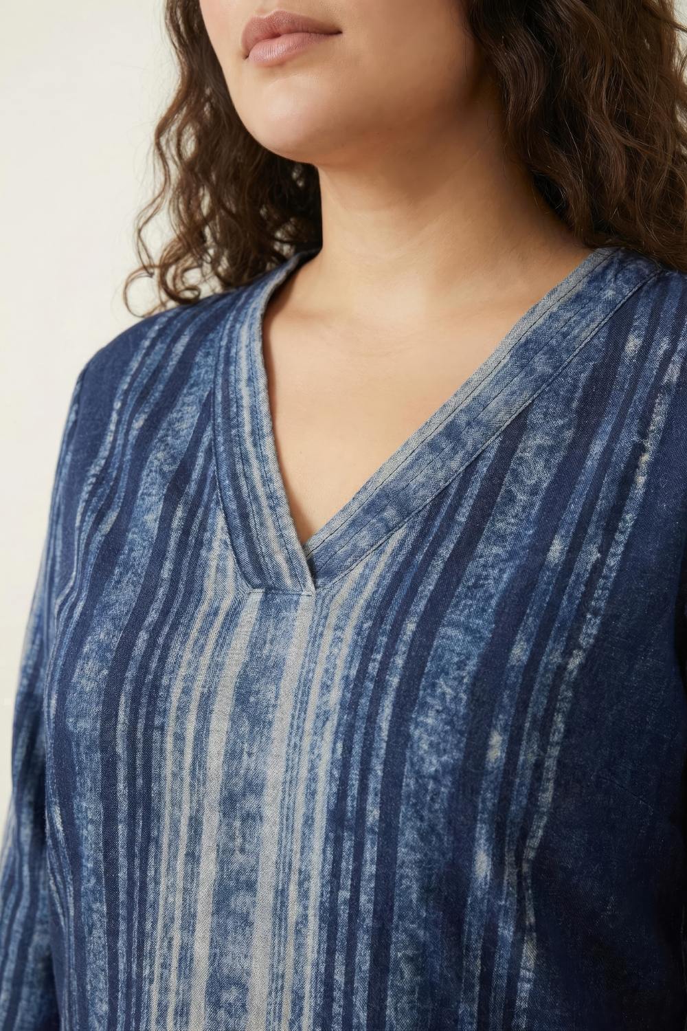 Plus Size Blue Vertical Stripe Top SnugWeave™ Winter Coord Set