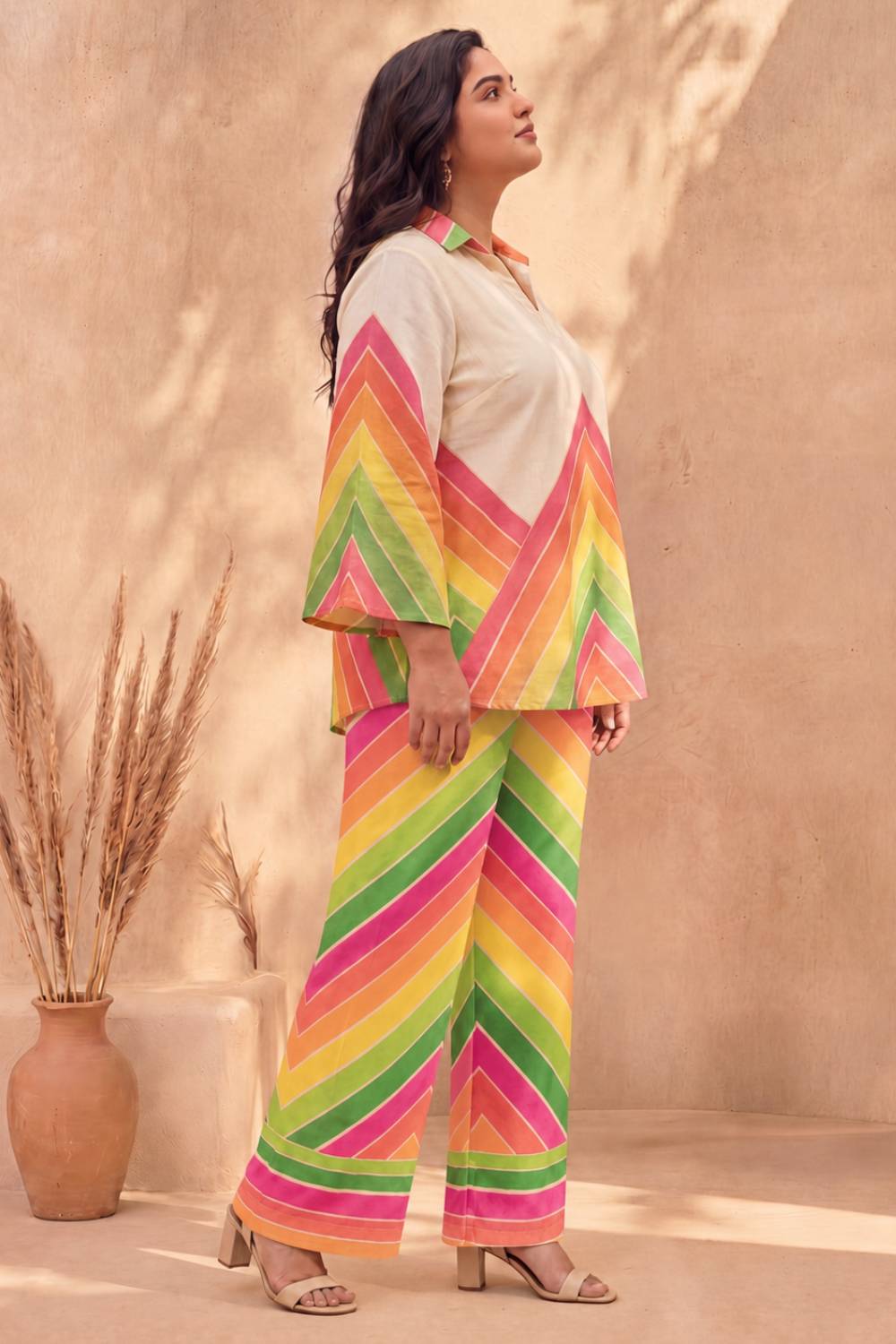 Plus Size Multicolor Chevron Coord Set