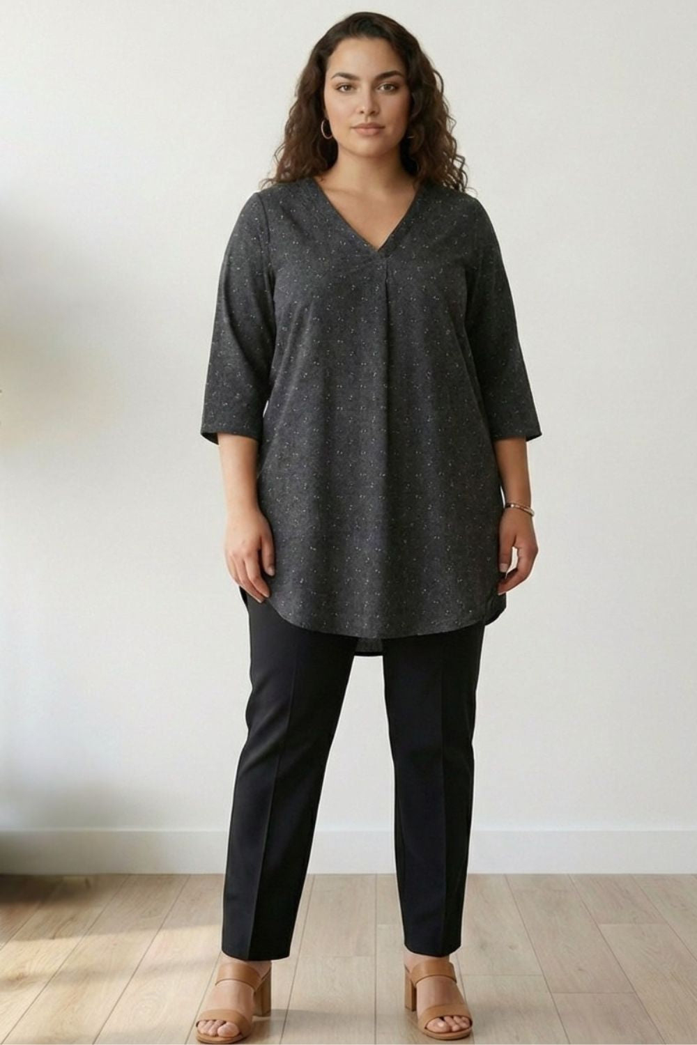 Plus Size Ash Black Denim Cotton Top