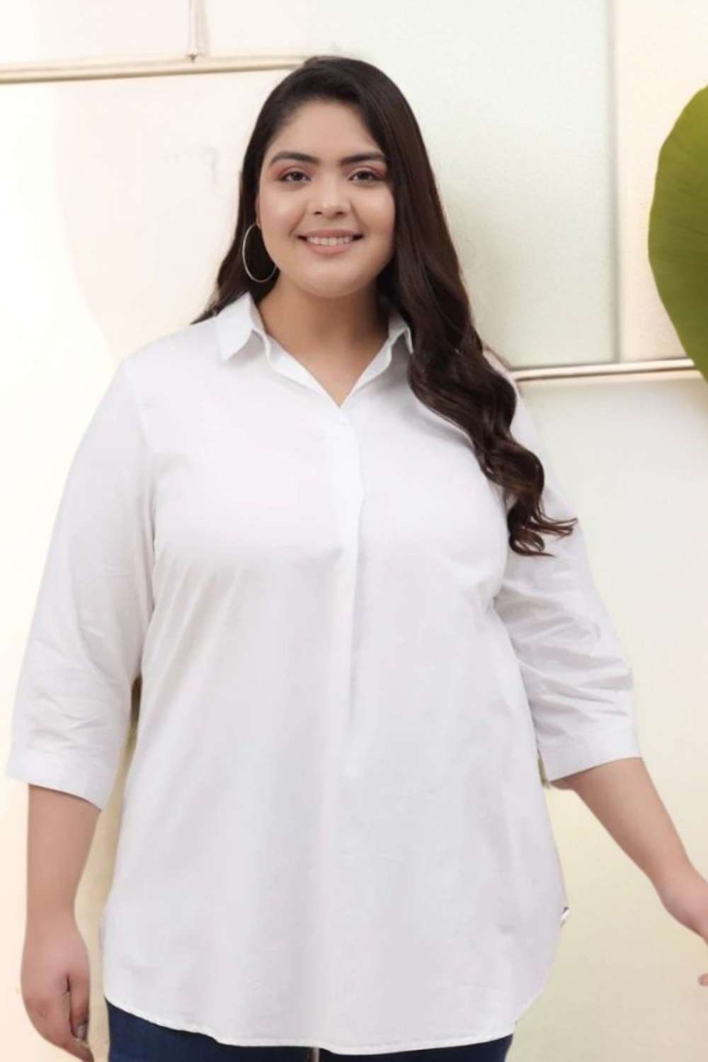 Buy Women's Plus Size White Centre Pleat Shirt Online Buy Women's Plus Size White Centre Pleat Shirt Online