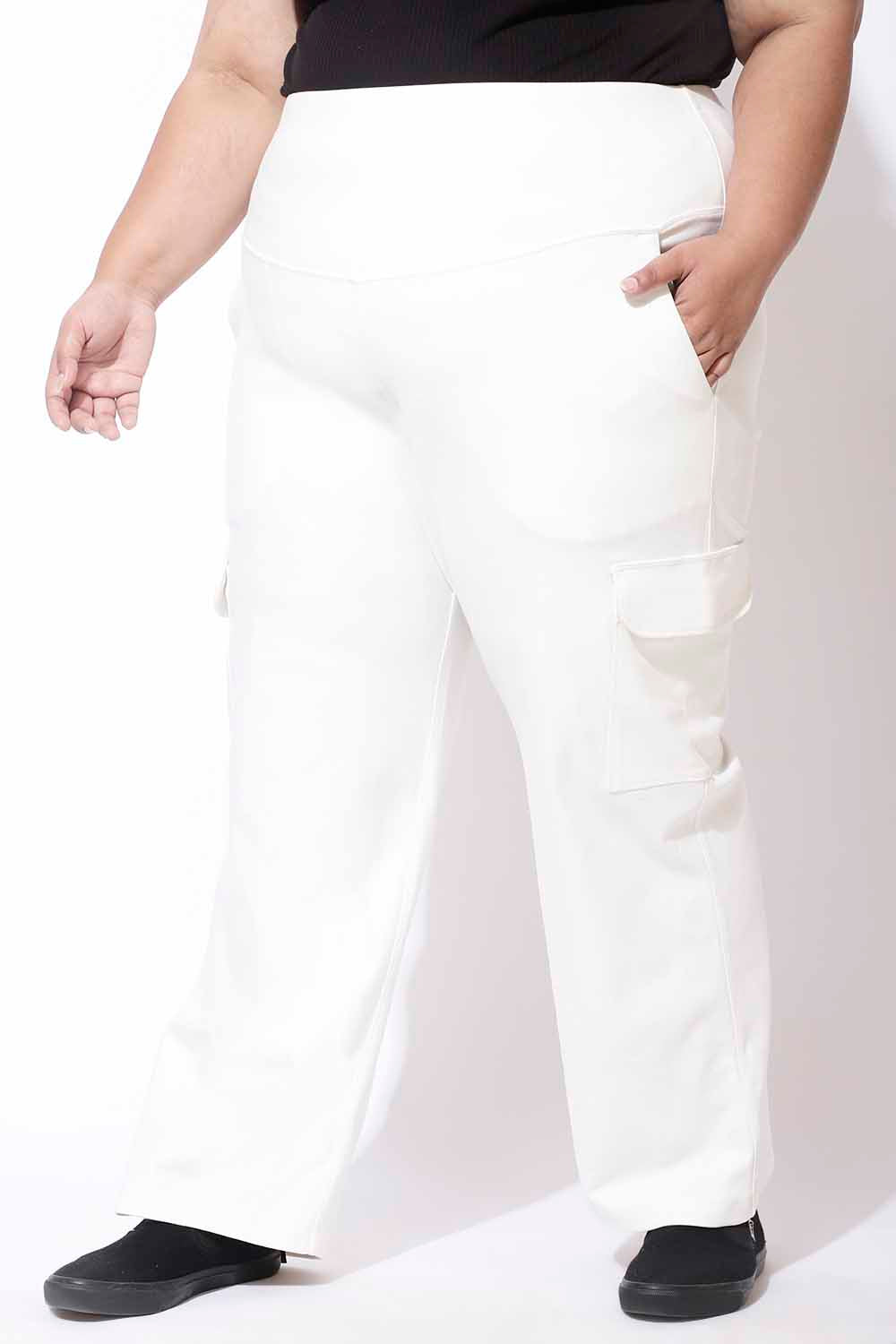 Buy White Tummy Shaper Cargo Pants