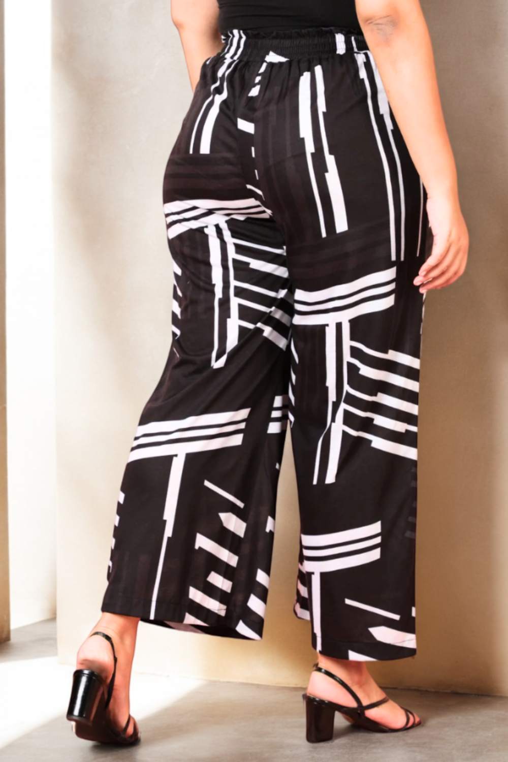 Plus Size Monochrome Black Printed Coord Set