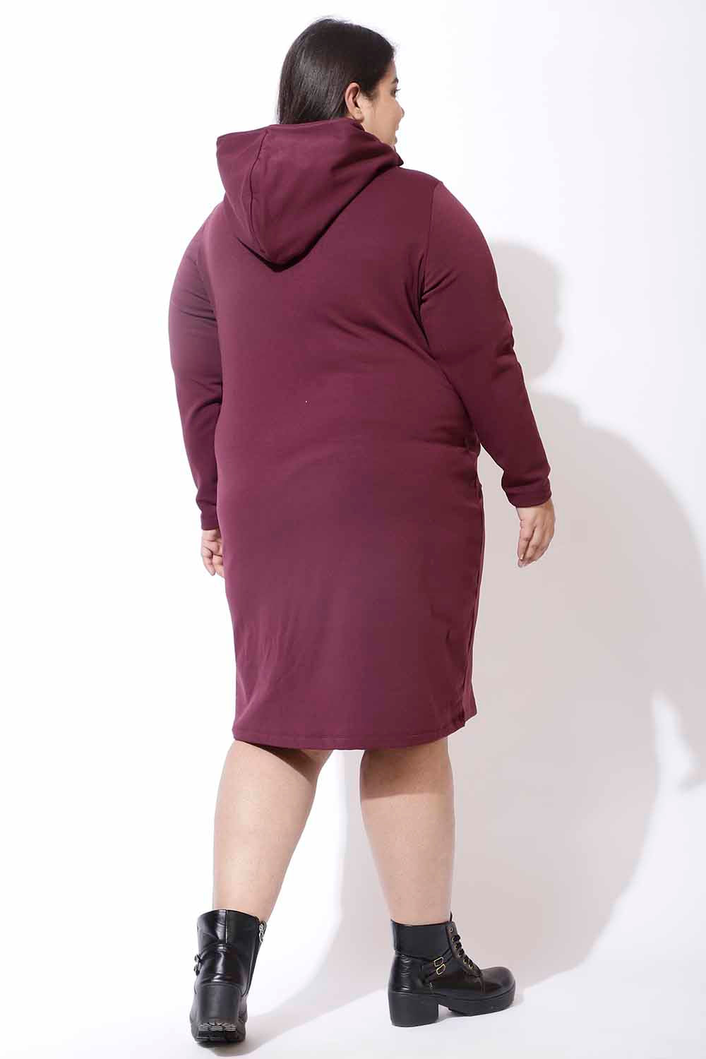 Plus Size Wine Sweatshirt Hoodie Winter Dress