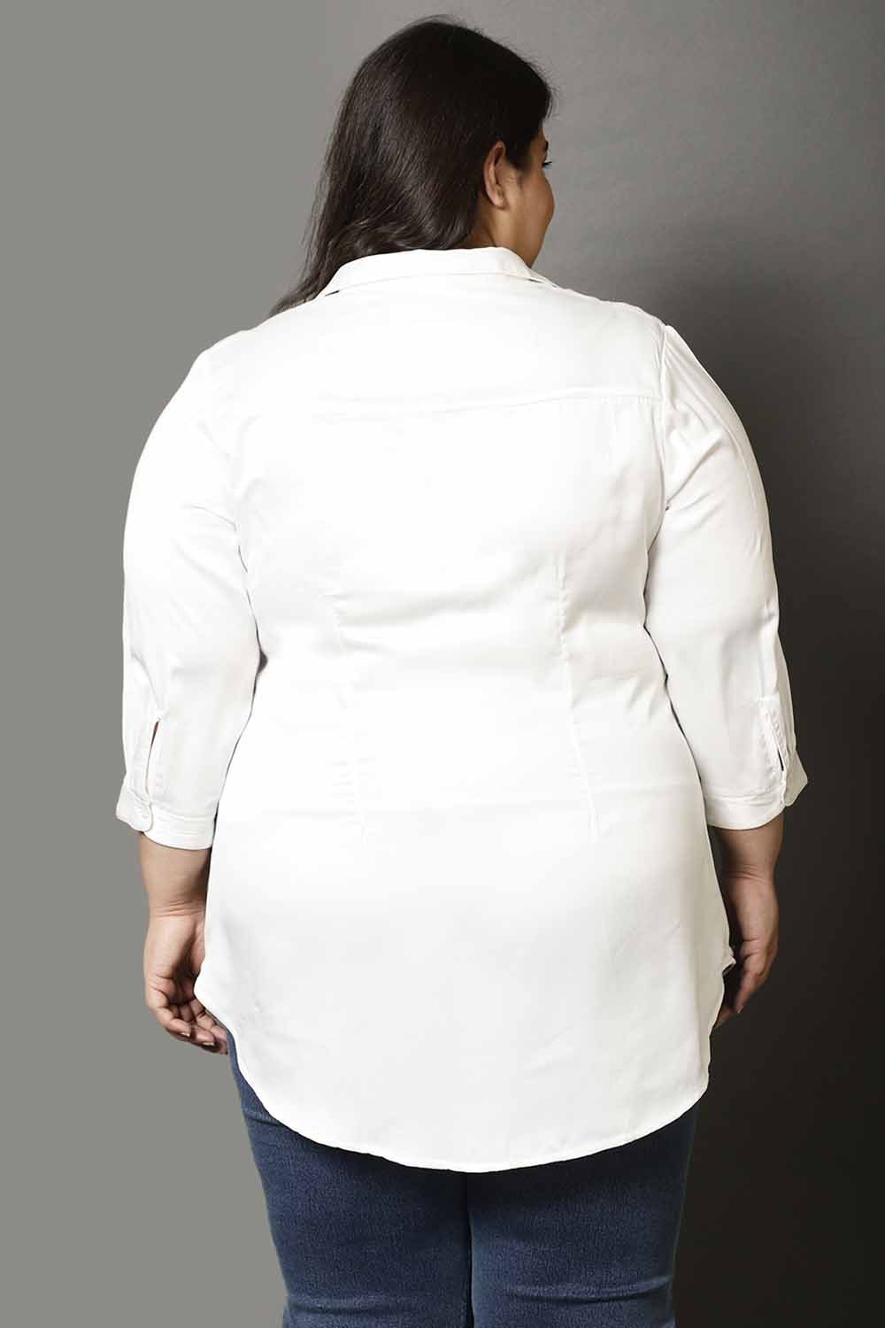 Plus Size White Satin Shirt