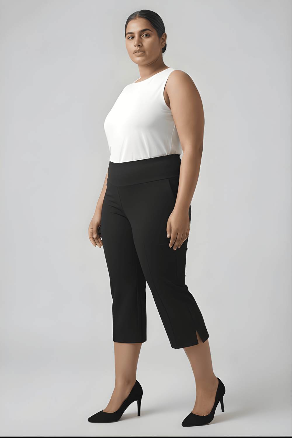 Black New Fit Tummy Tucker Crop Pants